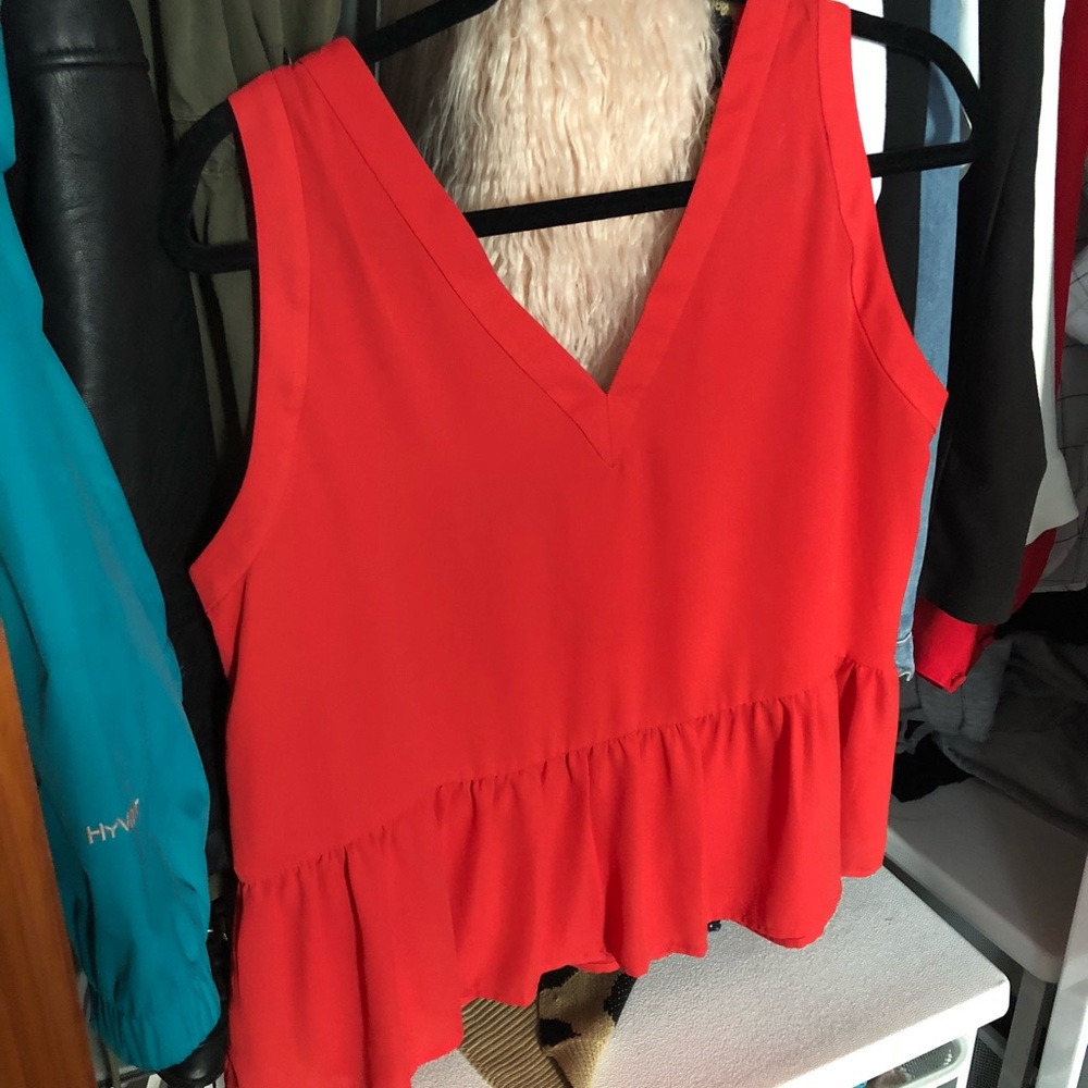 LOFT red pink swing shirt - Picture 3 of 3